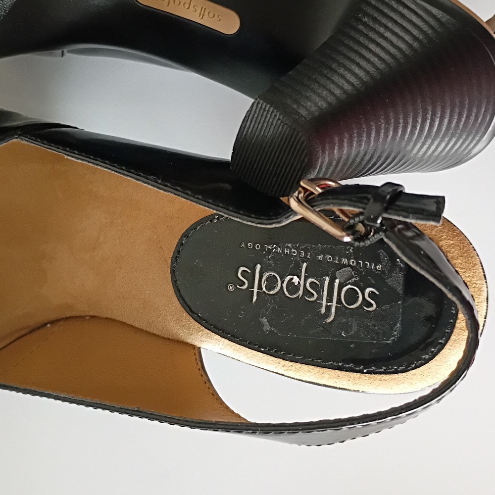 Softspots Pillowtop Technology Sandals black patent leather with Slingback Strap - Picture 5 of 6